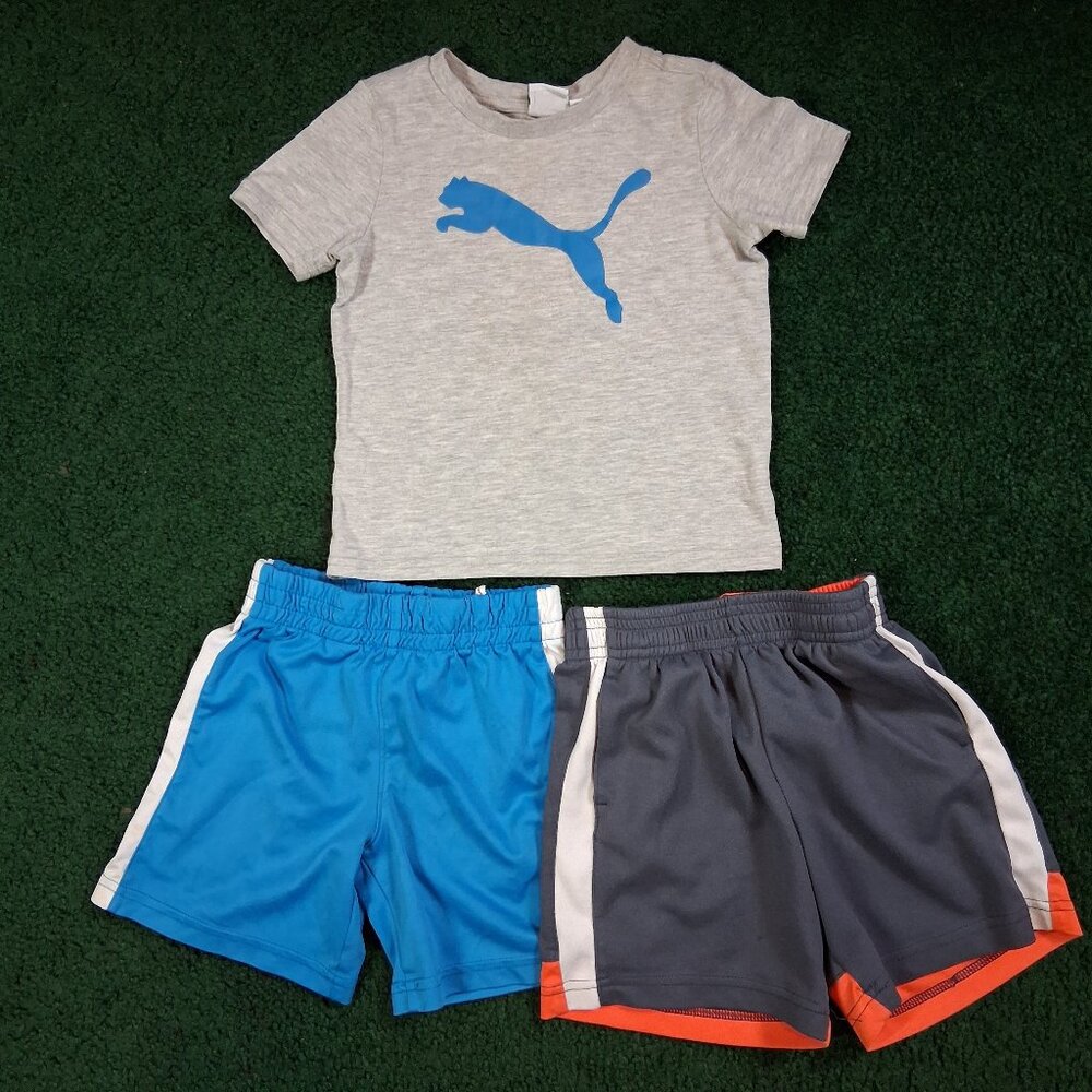 Puma Toddler Boy 3-Piece Active Set | Size 24M & 3T | Grey, Blue, Orange
